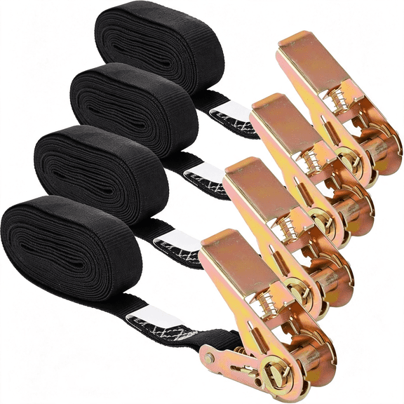 MISSMILE Small Ratchet Straps,12Ft Heavy Duty Endless Ratchet Tie Down Strap|No Hook Sturdy Nylon Black Strap Down Ratcheting Securing Straps,Track Spring Fittings,Motorcycles,Trailer Load,Kayak