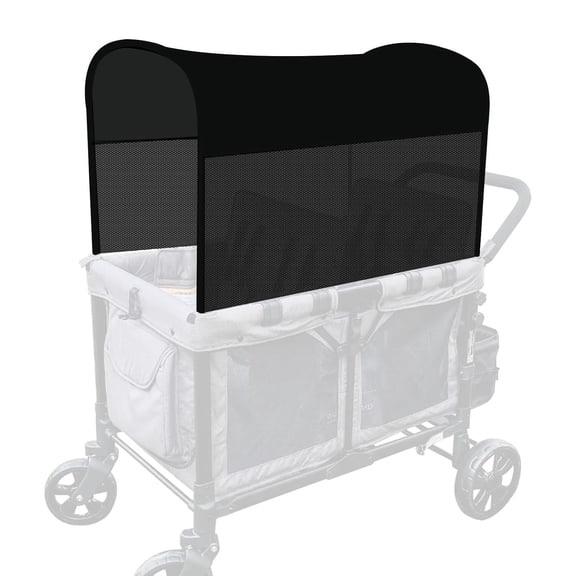 MISSMILE Stretchy Panoramic Canopy Compatible with Stroller Wagons W2/W4 All Models,Upf50+ Sun Protection with Two Mesh Windows,Sun Shade and Protection(Black)