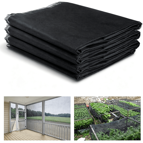 MISSMILE Strong Pp Nanocomposite Mosquito Net Garden Netting-10X33Ft Clear View Bird Insect Pest Mesh Barrier Screen for Patio,Balcony,Porch,Outdoor Raised Beds Protection(Black)