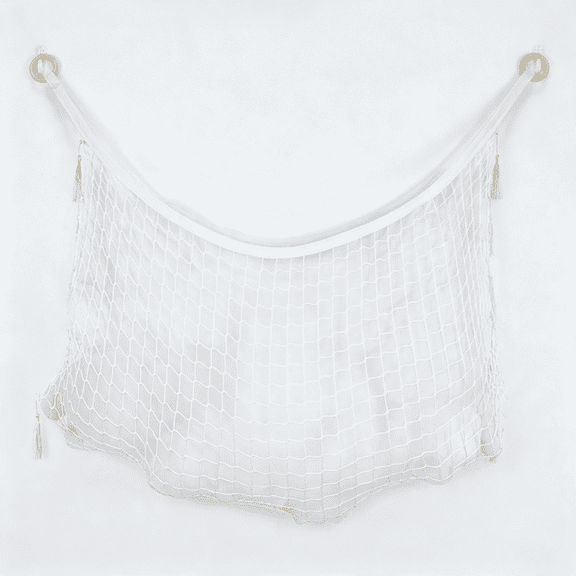 MISSMILE Stuffed Animal Hammock,Corner Wall Storage Net for Plush Toys,Polyester Hanging Organizer for Bedroom and Playroom Decor,White,51 Inch,Includes Hooks