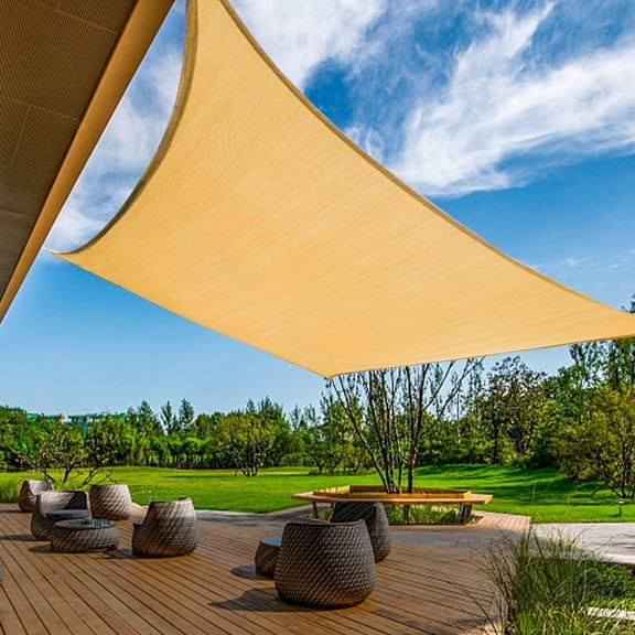 MISSMILE Sun Shade Sail 20'X20' Sand Rectangle Uv Block Canopy Awning Shelter Fabric Cloth Screen for Outdoor Patio Garden Backyard Durable Patio Solar Shade