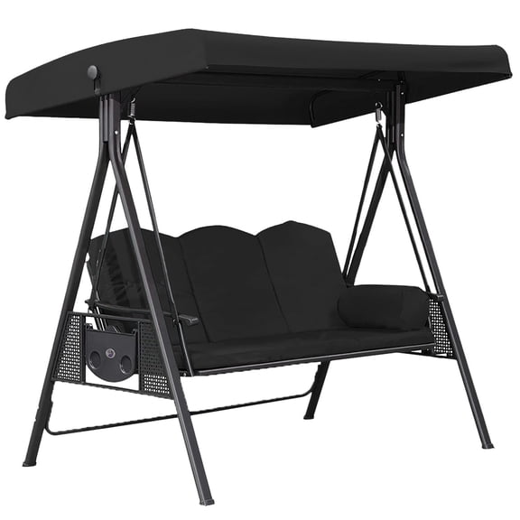 MISSMILE Swing Canopy Replacement Waterproof Uv Resistant Top Cover 75"X 47" Outdoor Swing Sun Shade 2/3 Seater Awning Canopy Summer Outside Home Garden Patio Porch Backyard Black