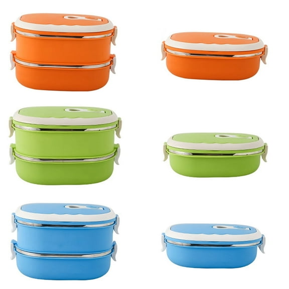 MISSMILE Thermal Lunch Box, Stackable Metal Stainless Steel Hot Food Bento Boxes for Adults, Lunch Container