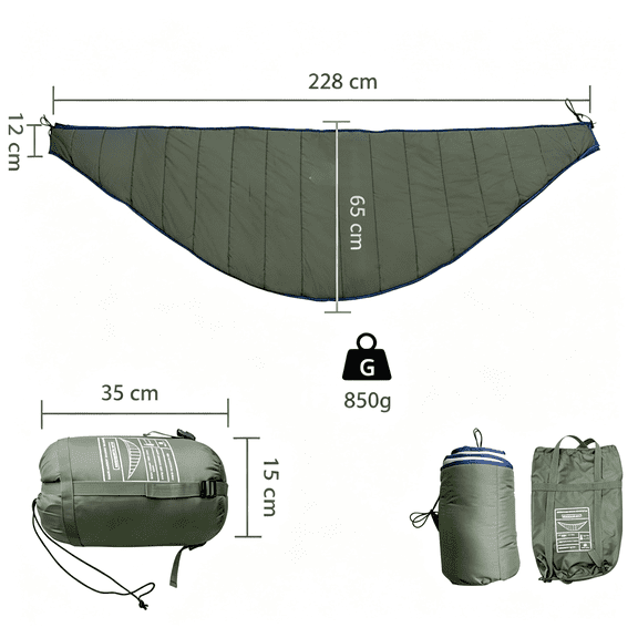 MISSMILE Ultralight Hammock Underquilt for Camping Full Length Camp Hammock Underquilts Warm 3-4 Seasons Essential Outdoor Survival Gear for Hiking Backpacking Travel