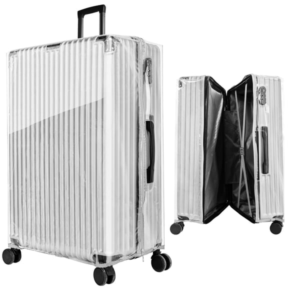 MISSMILE Upgraded Zippered Clear PVC Suitcase Cover 28 Inch, Transparent Luggage Protector with Zipper Access, Dustproof Travel Bag