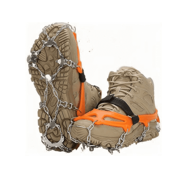 MISSMILE Walk Traction Cleats,19 Teeths Grippers for Ice Snow Safety,Rubber Anti-Slip Crampons,Slip-On Footwear for Hiking and Winter Sports