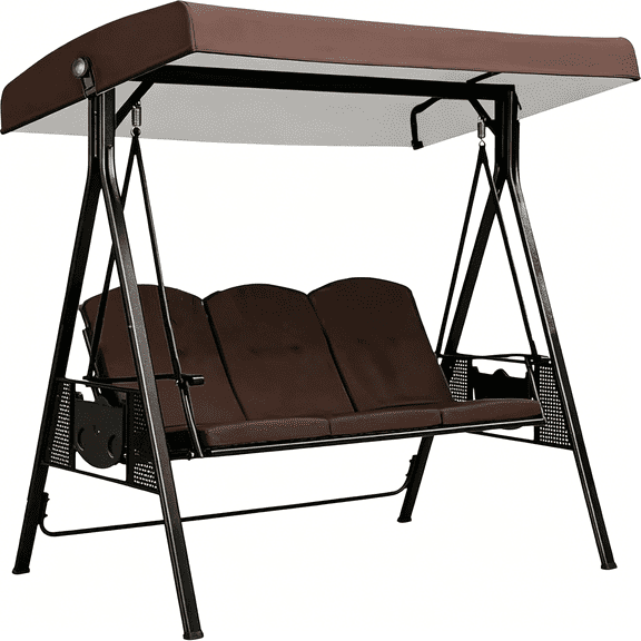 MISSMILE Waterproof Swing Canopy Replacement Cover,2-3 Seater Outdoor Porch Swing Canopy Top Cover,Uv Protected Replacement Canopy for Garden Swing Chair,Patio Hammock&Yard Furniture(Brown)
