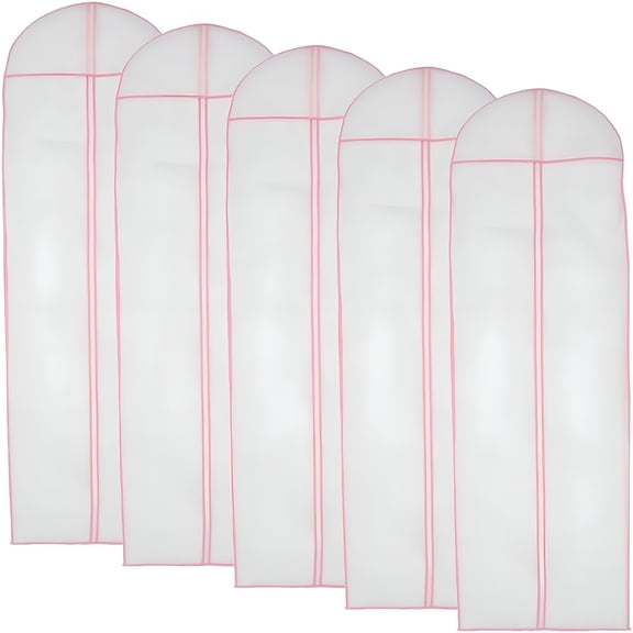 MISSMILE Wedding Dress Garment Bag - 71" Garment Bags for Travel & Hanging Clothes Or Storage Preservation - Wedding Dress Bag for Gowns Long with 20" Gusset for Puffy Bridal Gowns Cover(Pink-5 Pcs)