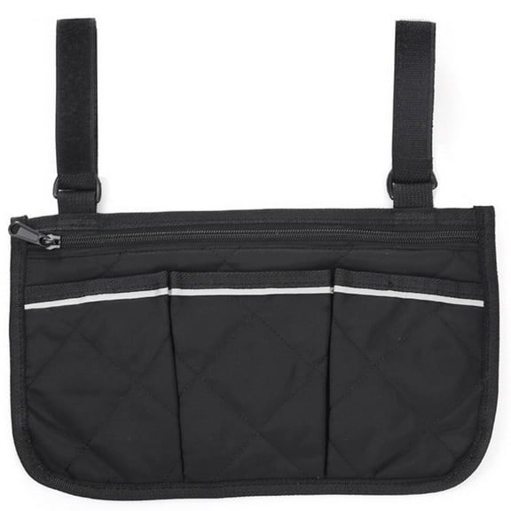 MISSMILE Wheelchair Bag,Multi-Functional Design Wheelchair Armrest Pouch,Side Hanging Bag Design Storage Pouches,Black