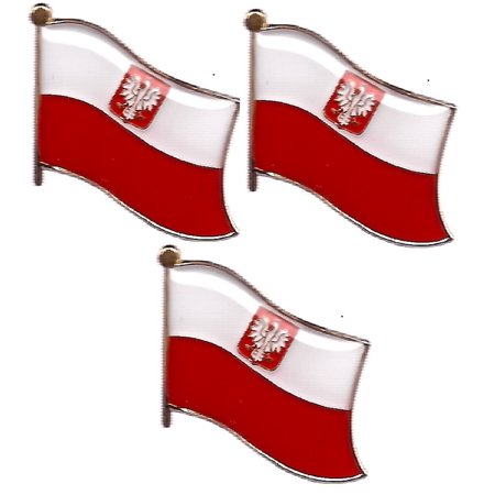 MISSMILE of 3 Poland Eagle Single Flag Lapel Pins, Polish Eagle Pin Badge