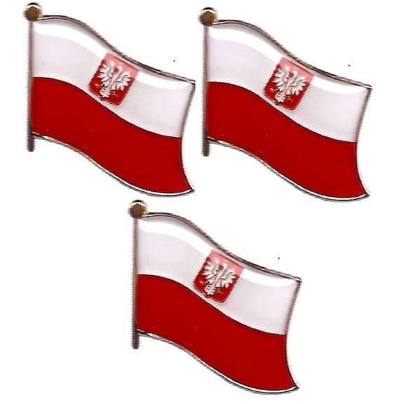 MISSMILE of 3 Poland Eagle Single Flag Lapel Pins, Polish Eagle Pin Badge