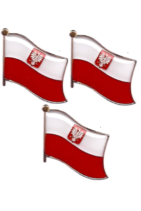 MISSMILE of 3 Poland Eagle Single Flag Lapel Pins, Polish Eagle Pin Badge