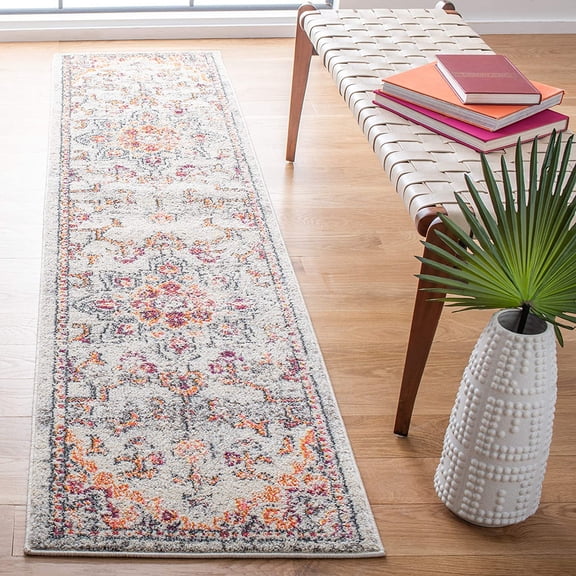 MISSUNNY 2'x8' Boho Medallion Runner Rug - Beige/Orange, Distressed, Non-Shedding, Easy Clean Carpet for Hallway, Foyer, Entryway, Bedroom