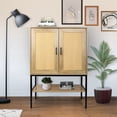 thumbnail image 1 of MISSUNNY 31.5" Wide Free-Standing Rattan Doors Sideboard Storage Cabinet with Open Bottom Shelf - Perfect for Kitchen, Dining Room or Living Room，Natural Finish, 1 of 6