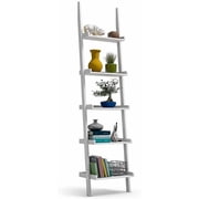 MISSUNNY 5-Tier Ladder Shelf, Modern Wood Plant Flower Book Display, Home Office Storage Rack, White