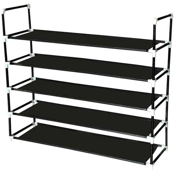 MISSUNNY 5-Tier Shoe Rack, 25 Pairs Stackable Shoe Organizer for Closets, Easy Assembly, No Tools, Black