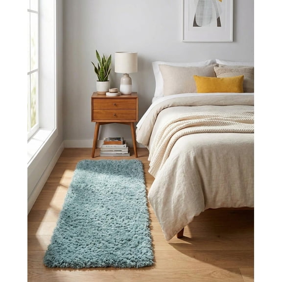 MISSUNNY Infinity Shag 6 Ft Runner Rug - Slate Blue, Ultra Plush 2.5" Pile, Stain-Resistant Polyester Carpet for Hallways, Entryways, Bedrooms
