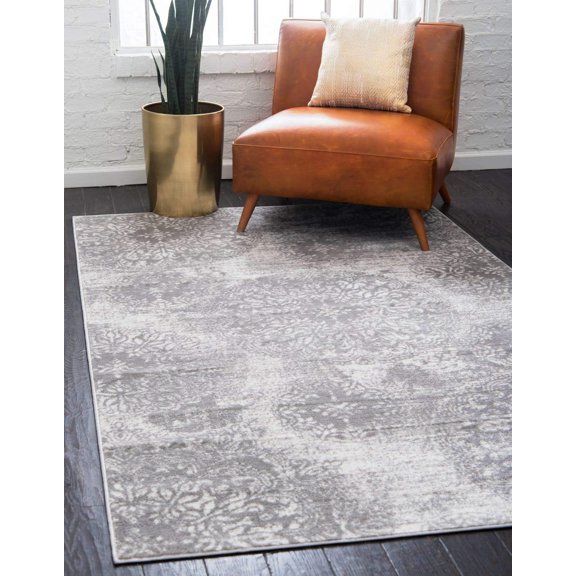 MISSUNNY Sofia Collection Area Rug - Grand 7'1"x10' Rectangle, Light Gray/Ivory, Indoor, Stain Resistant
