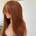 thumbnail image 1 of MISSWEN Copper Red Long Daily Wear 24 inch Heat Safe Fiber Hair Cosplay Wigs Female, 1 of 7
