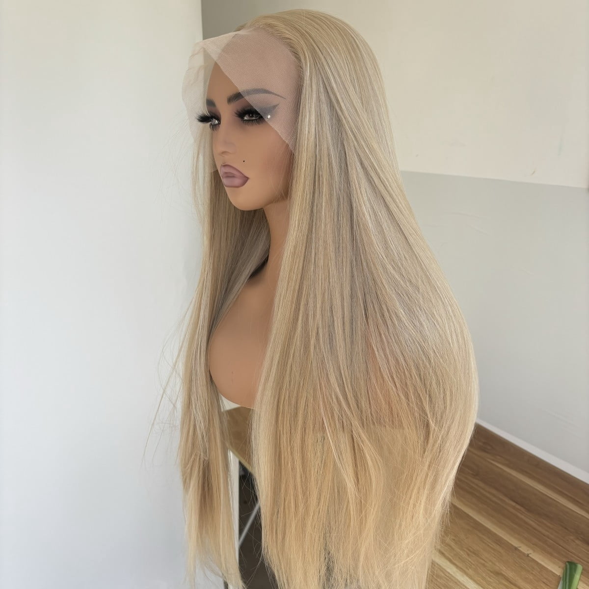 MISSWEN Fashion Lace Front Wigs Female Women Ash Blonde Natural 26 inch Heat Resistant Hair Long