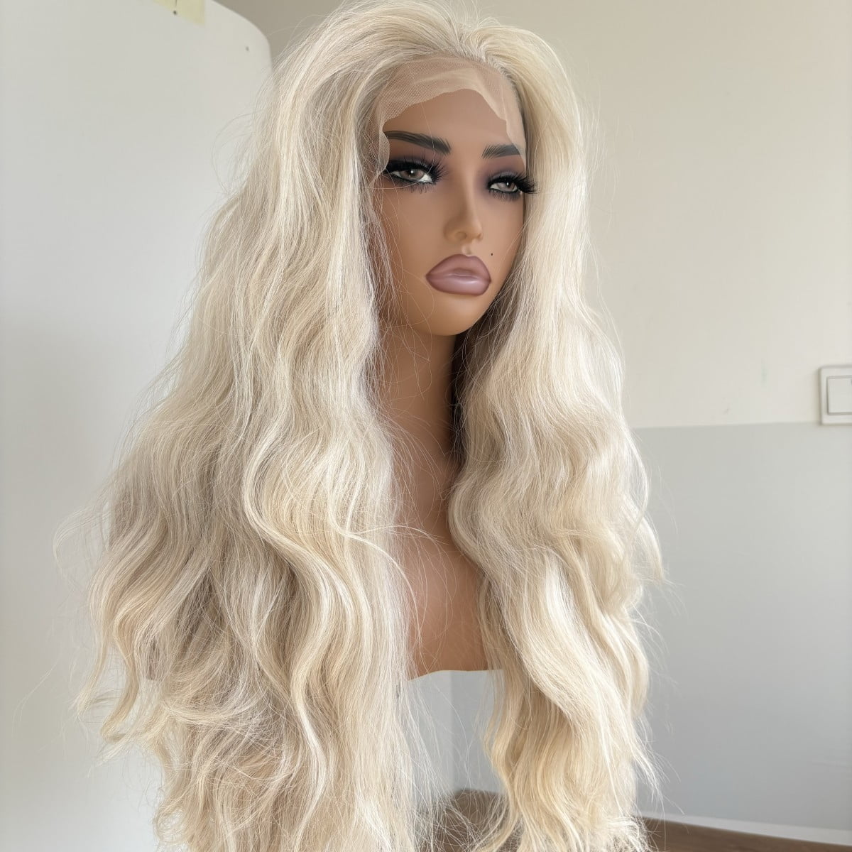 MISSWEN Female Cosplay Long Synthetic Wig Highlight Blonde 26 inch Glueless Lace Front Wigs HD Lace