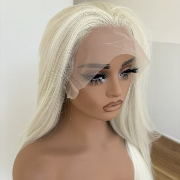 MISSWEN Lace Front Wig Platinum Blonde 26 inch Long HD Lace Synthetic Wig Natural Female