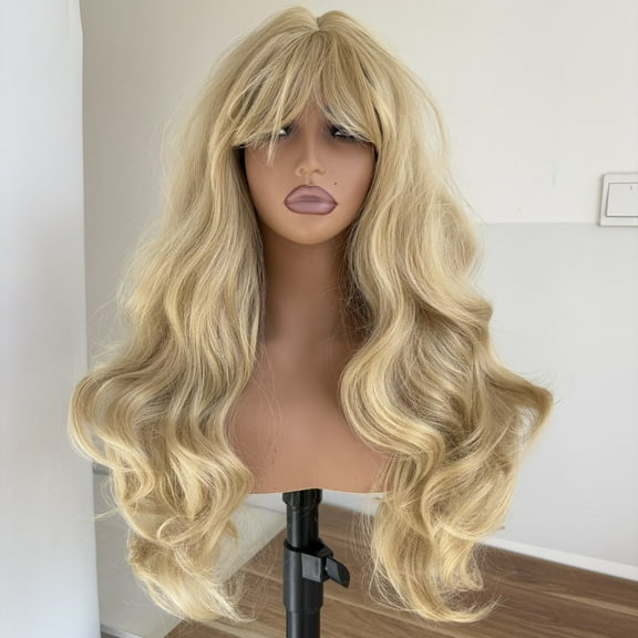MISSWEN Light Blonde Synthetic Wigs Heat Safe Fiber Hair Cosplay Natural Long 24 inch