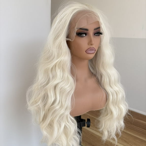 MISSWEN Long Platinum Blonde Cosplay Fashion 26 inch Synthetic Wigs Glueless Lace Front Wigs