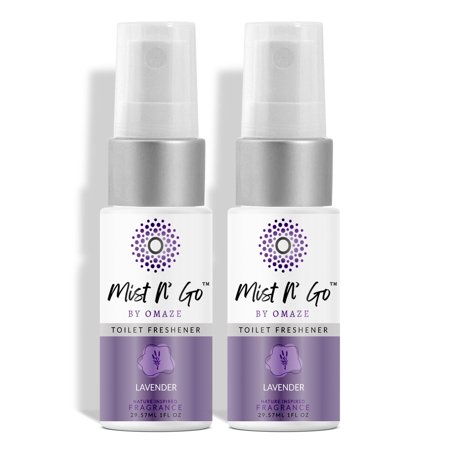 MIST N' GO By OMAZE Refresh Toilet Spray | Bathroom Spray Odor Eliminator | Toilet Smell Eliminator Deodorizer - Lavender (0.68 Oz x2)