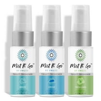 MIST N' GO By OMAZE Refresh Toilet Spray | Bathroom Spray Odor Eliminator | Toilet Smell Eliminator Deodorizer - Breeze   Dream   Fresh Linen (0.68 Oz x3)