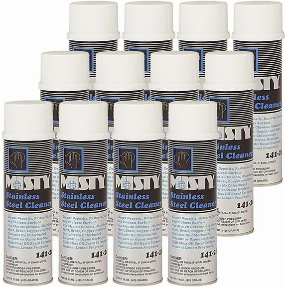 MISTY Heavy-Duty Stainless Steel Cleaner 15 Ounce Aero 1001541 (Case of 12) Pro Trusted Clean