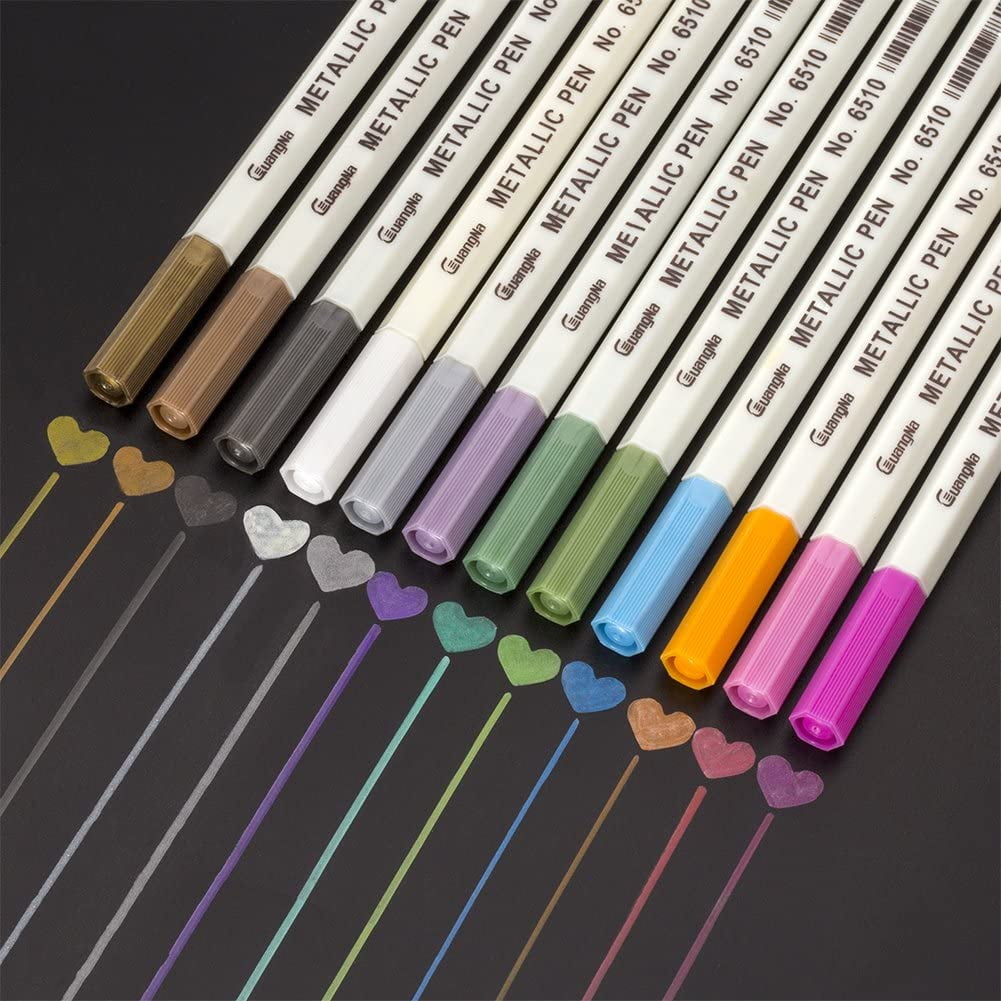 MISULOVE Metallic Markers Fine Point Metallic Marker Pens for Black