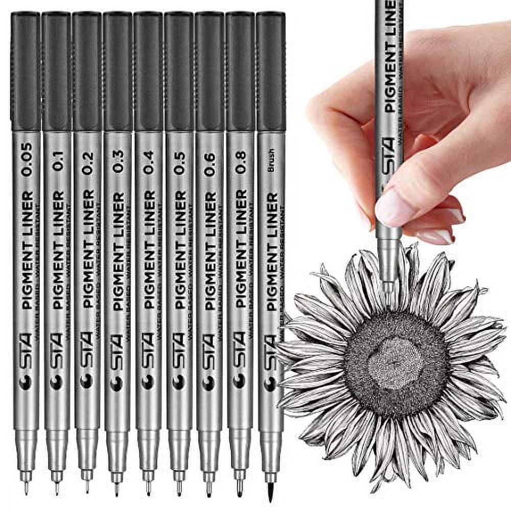 Tooli-art Micro-Line Pens with Case, 14/Set Black, Fineliner, Multiliner, Archival Ink, Artist Illustration, Architecture, Technical Drawing