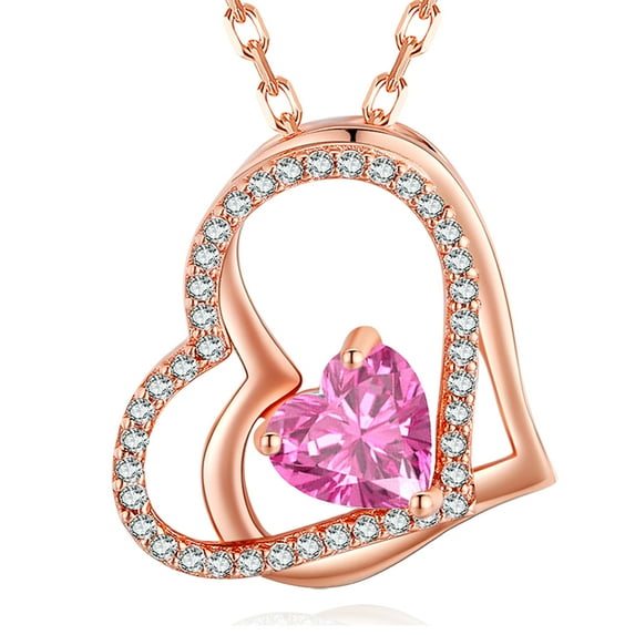 MISUMOR Heart Necklaces for Women, 925 Sterling Silver Necklace with Birthstone Pendant, Jewelry Gifts for Women, Wife, Girlfriend, Mom on Christmas Valentine's Day Mothers' Day