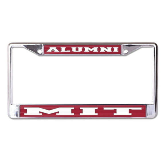 MIT Alumni on Red Background Chrome License Plate Frame