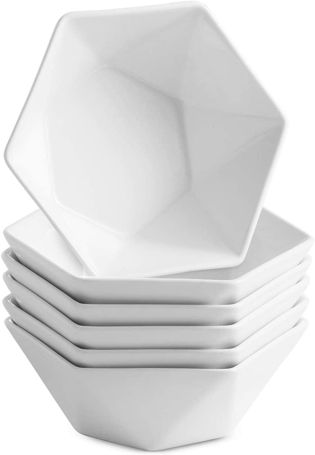 MITBAK 10 Oz Porcelain Dessert Bowls – Set Of 6 Diamond-Shaped White Bowls, Dishwasher Safe, For Ice Cream, Salad, Snacks, Side Dishes - View #13