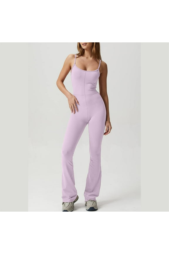 MITCOWBOY Body Suit, Jumpsuits for Women Spaghetti Straps Scoop Neck Bodycon Full Length Casual Unitard Playsuit, One Piece Jumpsuit, Shapewear Bodysuit, Purple S