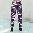 thumbnail image 1 of MITCOWBOY Cargo Pants, Women Camo Pants Cargo Trousers Camouflage Pants Elastic Waist Casual Multi Outdoor Jogger Pants with Pocket, Women's Pants, Cargo Pants for Women High Waisted, Purple 2Xl, 1 of 5