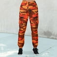 thumbnail image 1 of MITCOWBOY Cargo Pants, Women Camo Pants Cargo Trousers Camouflage Pants Elastic Waist Casual Multi Outdoor Jogger Pants with Pocket, Women's Pants, Cargo Pants for Women High Waisted, Orange 2Xl, 1 of 5