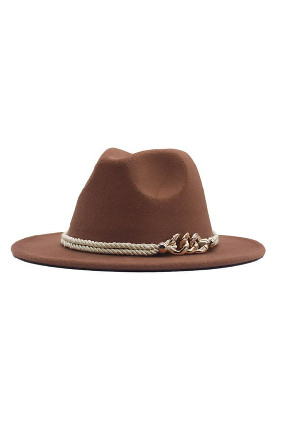MITCOWBOY Felt Hats for Women Hat Fedora Classic Wide Belt Floppy Wool Womens Hat Panama Buckle Caps Womens Fedora Hat Fall Fall Hats for Women 2024 Brown One Size