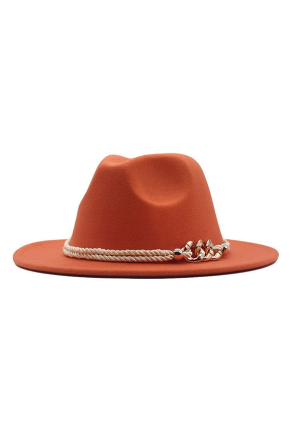 MITCOWBOY Felt Hats for Women Hat Fedora Classic Wide Belt Floppy Wool Womens Hat Panama Buckle Caps Womens Fedora Hat Fall Fall Hats for Women 2024 Orange One Size