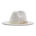 thumbnail image 1 of MITCOWBOY Felt Hats for Women Hat Fedora Classic Wide Belt Floppy Wool Womens Hat Panama Buckle Caps Womens Fedora Hat Fall Fall Hats for Women 2024 White One Size, 1 of 1