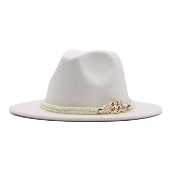 MITCOWBOY Felt Hats for Women Hat Fedora Classic Wide Belt Floppy Wool Womens Hat Panama Buckle Caps Womens Fedora Hat Fall Fall Hats for Women 2024 White One Size