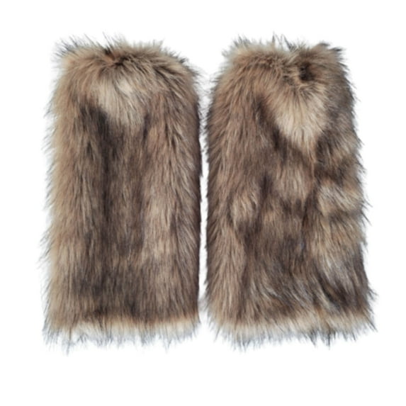 MITCOWBOY Fur Leg Warmers Furry Boot Cover Imitation Socks Shoe Cover Leg Cover Long Foot Cover Women's Leg Warm and Slim Leg Warmers Fluffy Fuzzy Leg Warmers Brown A