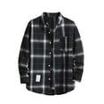 thumbnail image 1 of MITCOWBOY Mens Shirts Mens Casual Fall Shirt Lapel Button Long Sleeve Shirt Tops Men's Cardigan Mens Flannel Shirt Plaid Shirts For Men Black 5XL, 1 of 4
