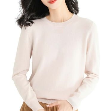 MITCOWBOY Sweaters for Women Light Sweaters for Women Long Sleeve Crew Neck Lightweight Soft Knitted Pullover Knitted Blouse Womens Tops Womens Fall Sweaters Beige L Clearance！