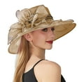 thumbnail image 1 of MITCOWBOY Wedding Hat Women's Solid Color Big Flower English Lady Elegant Temperament Sun Hat Women Church Hats Derby Hats Clearance！, 1 of 5