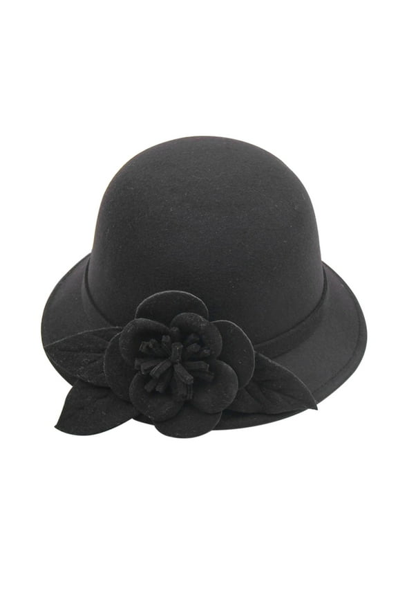 MITCOWBOY Womens Church Hats Women's Autumn And Winter Round Top Casual Fisherman'S Basin Cap Small Bowler Hat Wool Hats for Women Womens Winter Hats Black M