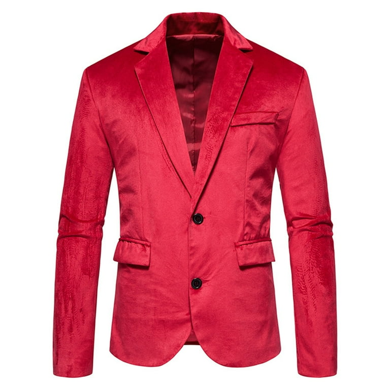 MITCOWBOYS Men s Sport Coats Blazers Solid Color Suede Business Gentleman Lapel Men s Casual Fashion Suit Jacket Jackets for Men Mens Winter Coats Red Xl Walmart