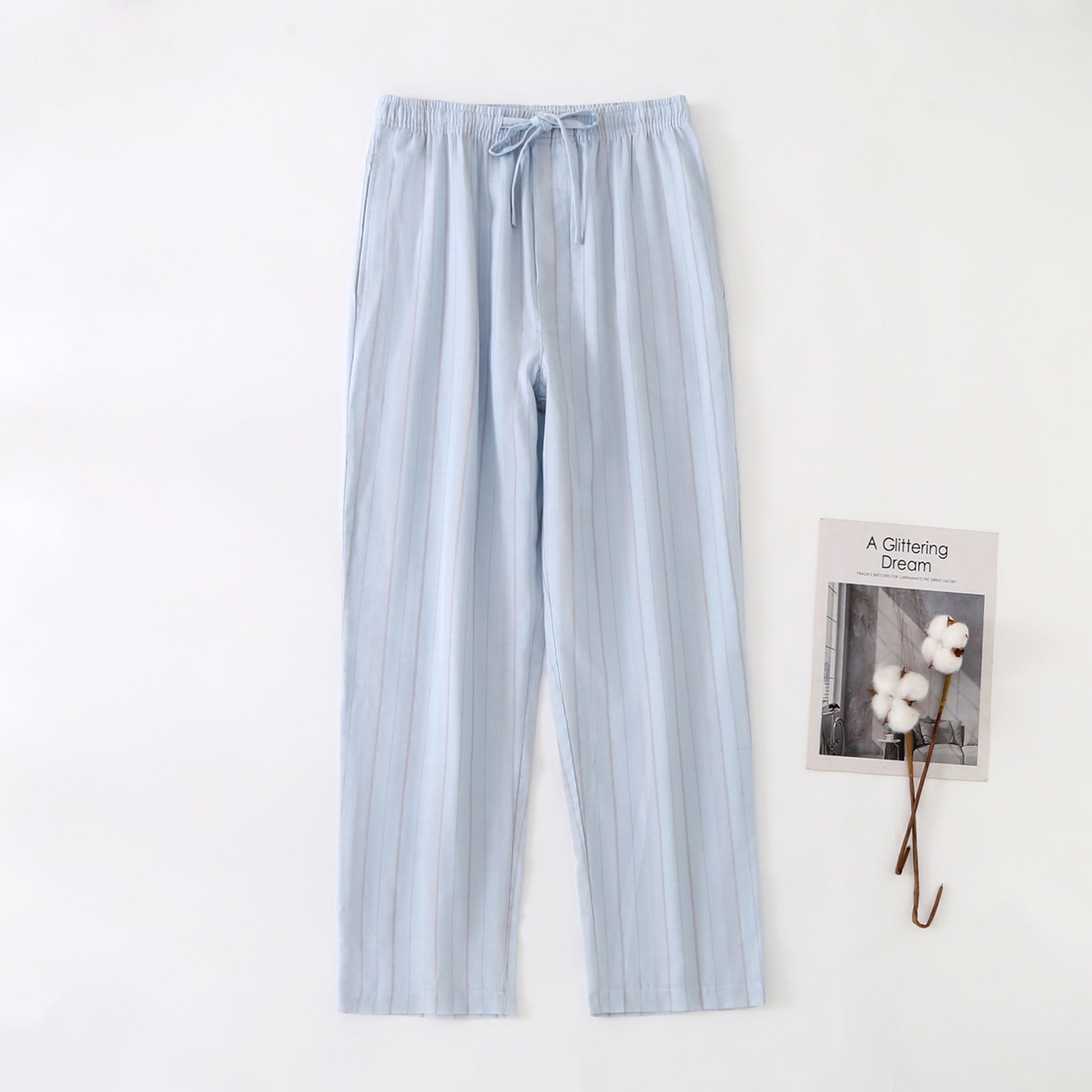 MITCOWBOYS Mens Pajama Pants, Mens Capris Over The Knee Thin Outfit Living Pants Loose Pajamas